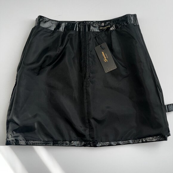 Shinestar Black Faux Leather Mini Skirt | Size Large | NWT - Picture 5 of 6